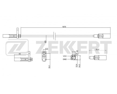 SE-6143 Zekkert Датчик ABS задний левый для Mercedes Benz Sprinter (906) 2006-2018