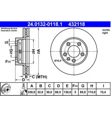 24.0132-0118.1 ATE Диск тормозной передний вентилируемый правый