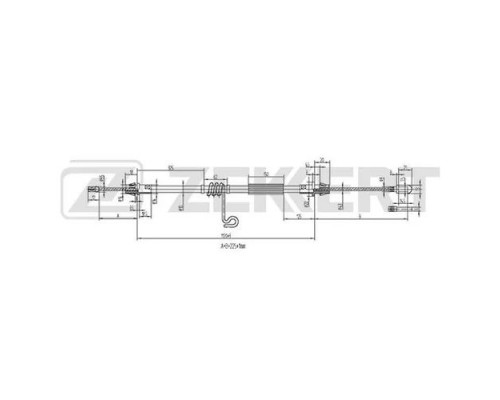 BZ-1244 Zekkert Трос стояночного тормоза правый для Ford Transit 2006-2013