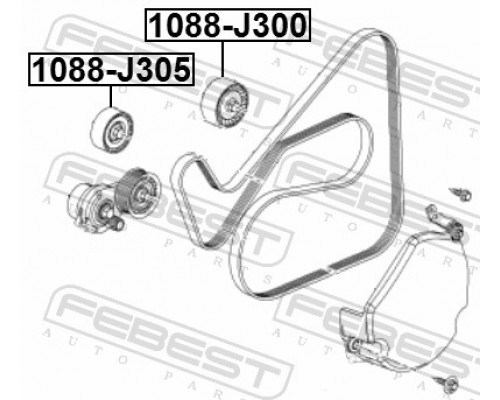 1088-J305 FEBEST Ролик дополнительный ремня ГРМ