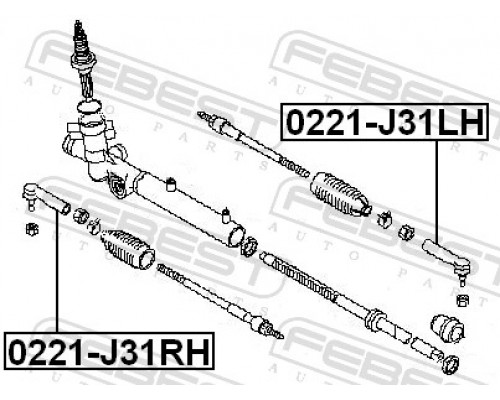 0221-J31RH FEBEST Наконечник рулевой правый для Nissan Teana J31 2003-2008