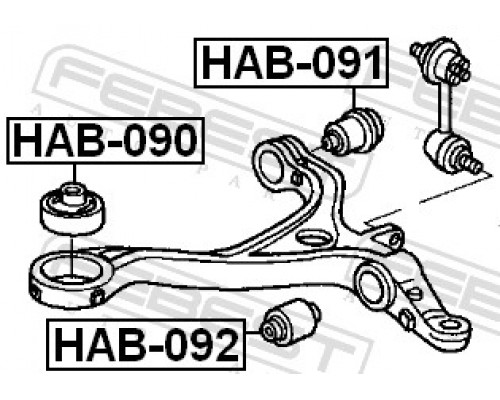 HAB-090 FEBEST Сайлентблок нижнего рычага передний