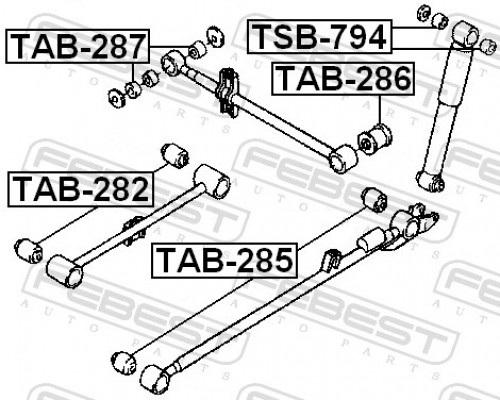 TAB-287 FEBEST Сайлентблок поперечной тяги внутренний для Daihatsu Terios (J1) 1998-2005