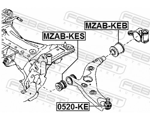 MZAB-KEB FEBEST Сайлентблок переднего рычага задний
