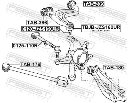 0120-JZS160UR FEBEST Опора шаровая верхняя задней подвески для Lexus GS 300/400/430 1998-2004