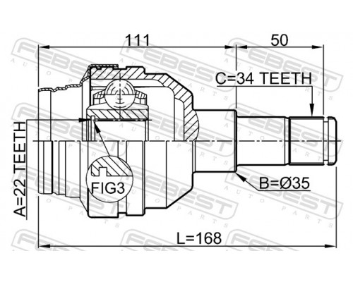 1011-C100R FEBEST ШРУС внутренний задний