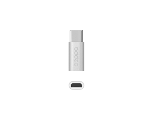 Адаптер Type-C - micro USB, алюминий, серебро, Deppa