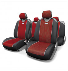 Чехлы-майки Autoprofi "Carbon plus", черный c красной вставкой