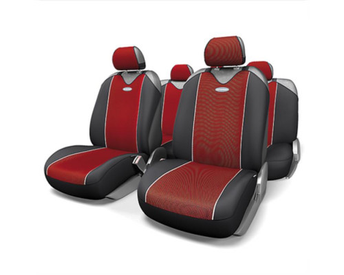 Чехлы-майки Autoprofi "Carbon plus", черный c красной вставкой