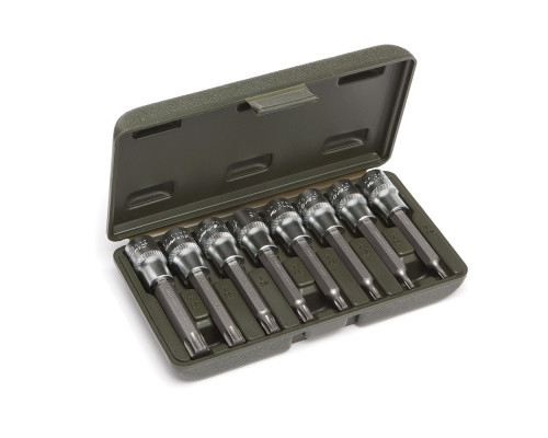 Набор головок со вставкой TORX (T20,T25,T30,T40,T45,T50,T55,T60), квадрат 1/2" длина 100 мм, 8 штук