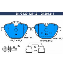 B1.G120-1211.2 Galfer Колодки тормозные задние дисковые к-кт