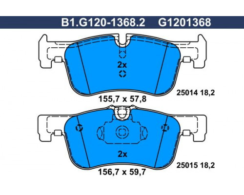 B1.G120-1368.2 Galfer Колодки тормозные передние к-кт для BMW 1-serie F20/F21 2011-2019