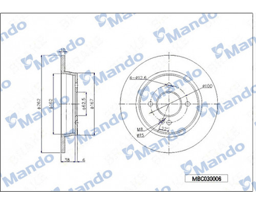 MBC030006 Mando Диск тормозной задний