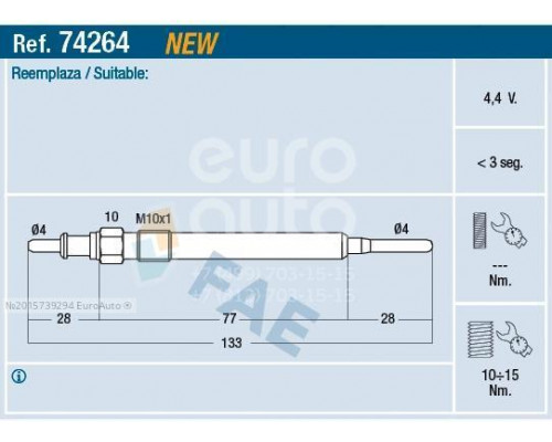74264 FAE Свеча накаливания