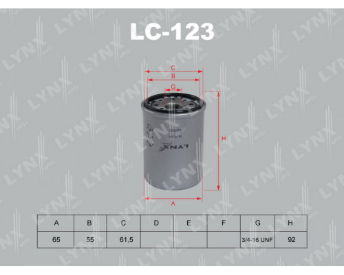 LC-123 Lynx Фильтр масляный для Toyota Avensis II 2003-2008