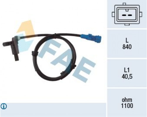 78022 FAE Датчик ABS задний для Peugeot 206 1998-2012