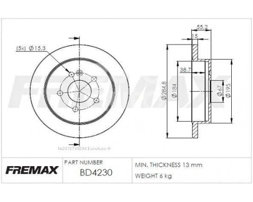 BD-4230 Fremax Диск тормозной задний для Mercedes Benz W163 M-Klasse (ML) 1998-2004