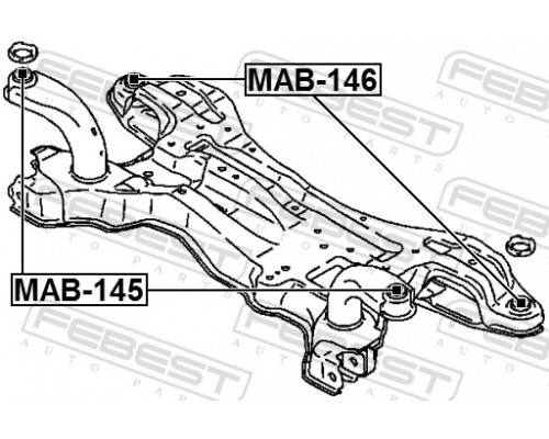 MAB-145 FEBEST Сайлентблок балки передний для Mitsubishi Grandis (NA#) 2004-2010