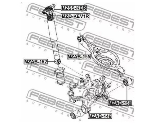 MZAB-162 FEBEST Сайлентблок заднего амортизатора нижний для Mazda CX 5 2012-2017