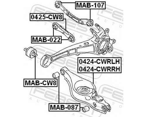 MAB-087 FEBEST Сайлентблок заднего попер. рычага