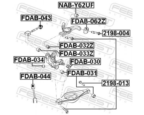 FDAB-043 FEBEST Сайлентблок задней поперечной тяги для Ford America Explorer 2011-2019