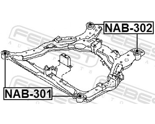 NAB-301 FEBEST Сайлентблок передний для Nissan Teana J31 2003-2008