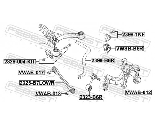 VWAB-017 FEBEST Сайлентблок поперечной тяги внутренний