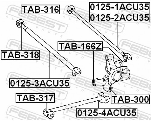 TAB-317 FEBEST Сайлентблок продольной тяги передний (п.з.к.)