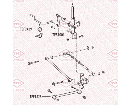 TEF1828 Tatsumi Сайлентблок продольной тяги передний (п.з.к.)