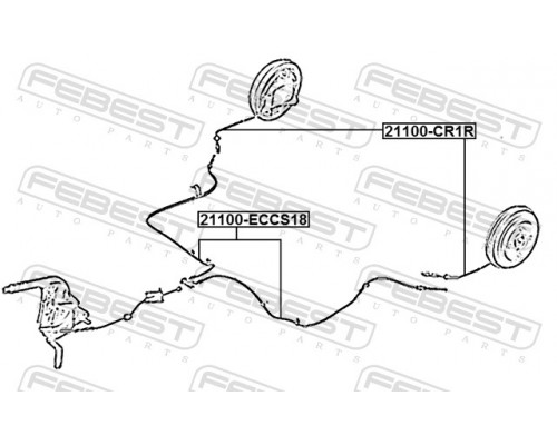 21100-ECCS18 FEBEST Трос стояночного тормоза для Ford EcoSport 2012-2023