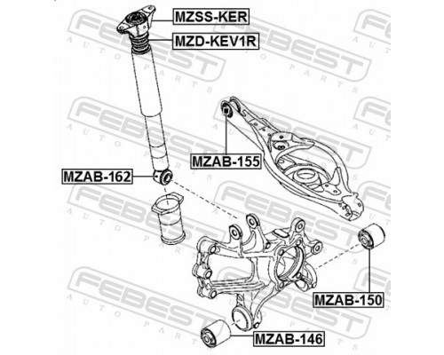 MZAB-162 FEBEST Сайлентблок заднего амортизатора нижний для Mazda CX 5 2012-2017