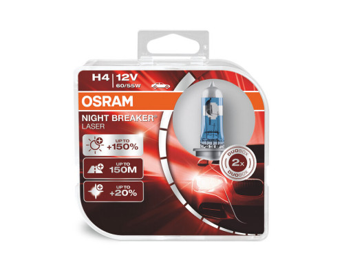 Лампы H4 12V 60/55W Osram Night Breaker Laser +150 2шт
