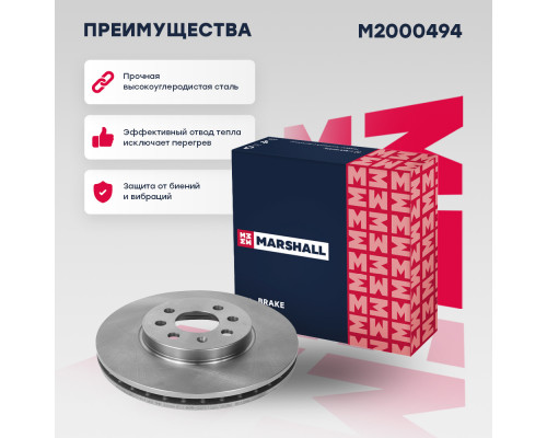 Тормозной диск передн. Opel Astra H 04- / Combo C 01- / Meriva A 03- (M2000494)
