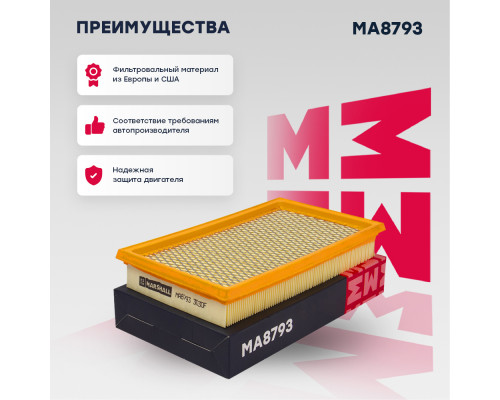 Фильтр воздушный Nissan Cube III 09- / Micra III 05- / Note I 06- / Qashqai I 07- / Tiida I 04- (MA8793) Фильтр воздушный Nissan Cube III 09- / Micra III 05- / Note I 06- / Qashqai I 07- / Tiida I 04- (MA8793)
