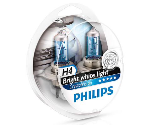 Лампы PHILIPS Crystal Vision H4 12V + 2 шт. W5W (Комплект -2 шт.)