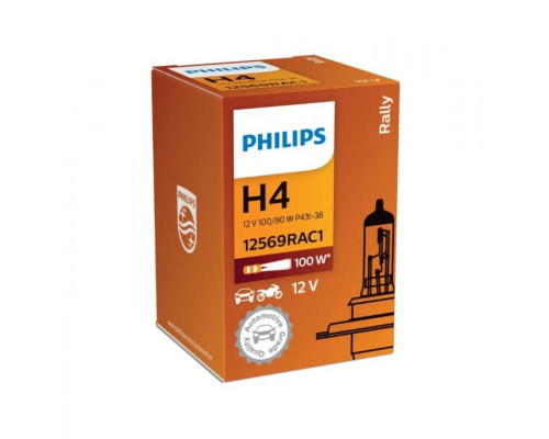 Лампа H4 12V 100/90W P43t-38 Rally PHILIPS
