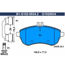 B1.G102-0934.2 Galfer Колодки тормозные передние к-кт