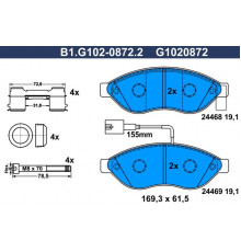 B1.G102-0872.2 Galfer Колодки тормозные передние к-кт