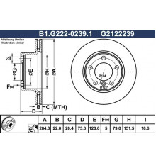 B1.G222-0239.1 Galfer Диск тормозной передний вентилируемый