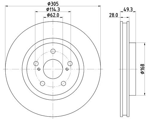 ND1128K Nisshinbo Диск тормозной передний вентилируемый