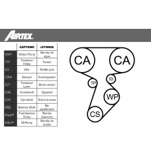 WPK164101 Airtex Насос водяной (помпа) + к-кт ремня ГРМ