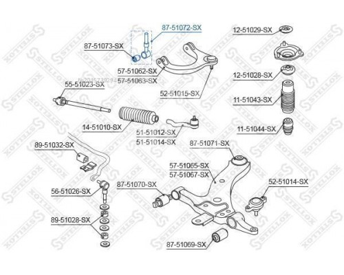 87-51072-SX Stellox Тяга переднего рычага