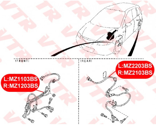 MZ1103BS VTR Датчик ABS передний левый для Mazda Mazda 5 (CR) 2005-2010