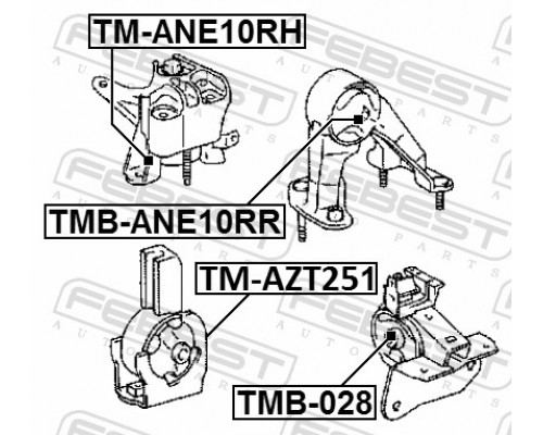 TMB-ANE10RR FEBEST Сайлентблок опоры двигателя