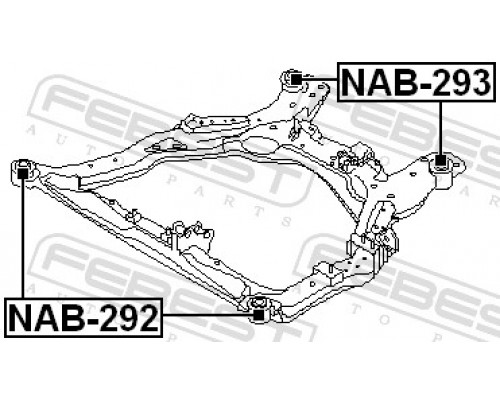 NAB-293 FEBEST Сайлентблок балки задний для Nissan Murano (Z50) 2004-2008