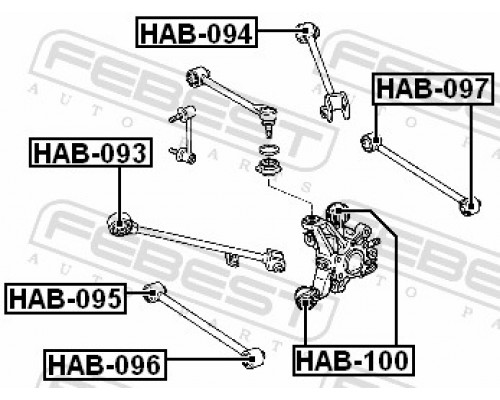 HAB-097 FEBEST Сайлентблок задней поперечной тяги