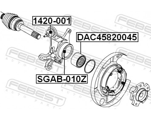 SGAB-010Z FEBEST Сайлентблок заднего поворотного кулака