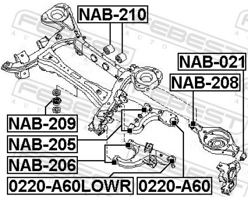 0220-A60LOWR FEBEST Опора шаровая нижняя задней подвески