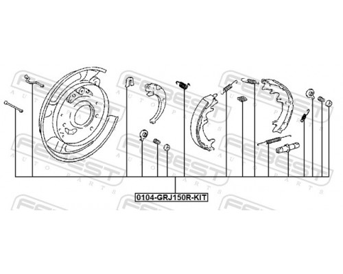 0104-GRJ150R-KIT FEBEST Установочный к-кт колодок ручного тормоза