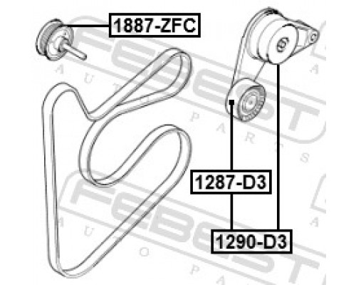 1287-D3 FEBEST Ролик-натяжитель